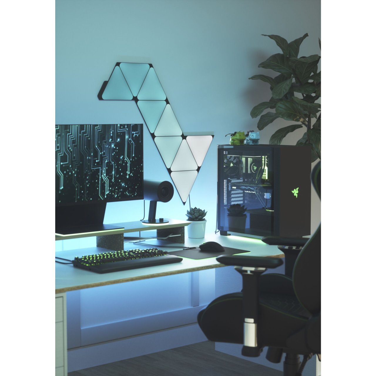 Nanoleaf Shapes Triangles Ultra Black, Starter Kit 3er-Pack Apple HomeKit Amazon Alexa Google Home Matter Leuchtmittel