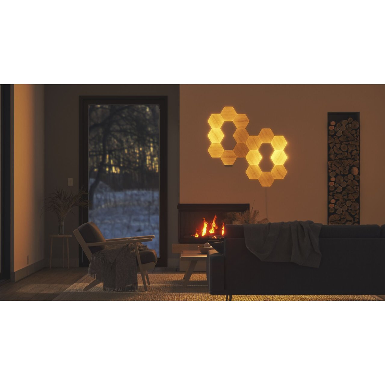 Nanoleaf Elements Wood Look Hexagons 3er-Pack Apple HomeKit Amazon Alexa Matter Leuchtmittel