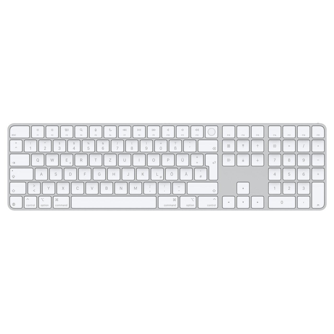 Apple Magic Keyboard mit Touch ID und Ziffernblock (USB-C) Silber Deutsch 2 - 3 W Bluetooth