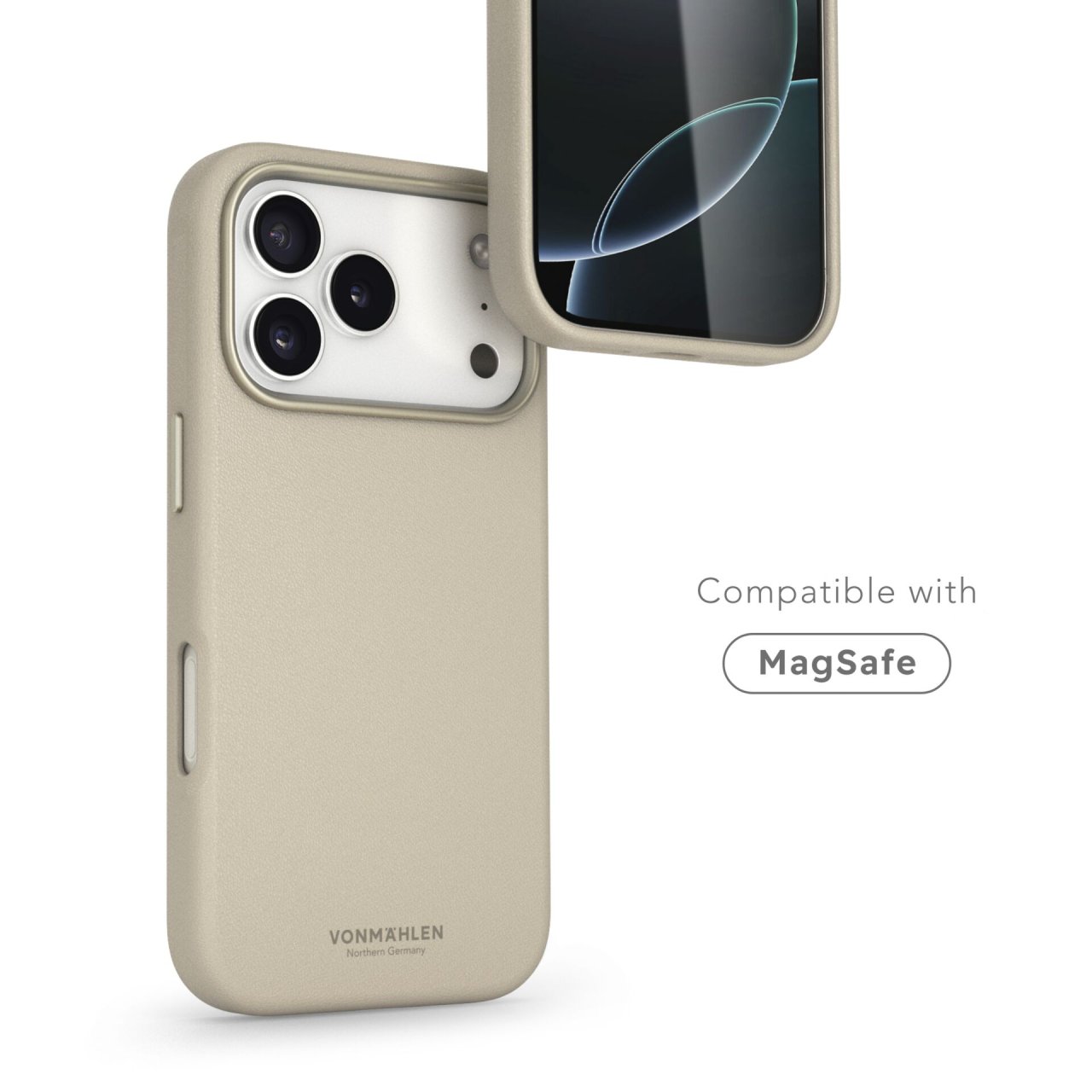Vonmählen Vegan Leder Case für iPhone 17 Pro Max Cream iPhone 17 Pro Max Lederimitat