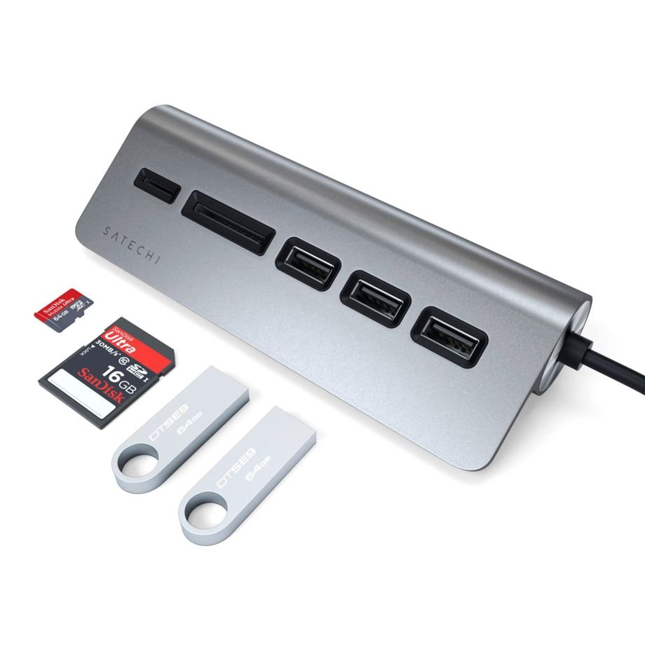 Satechi Type-C Aluminum USB Hub & Card Reader Space Grau USB-C