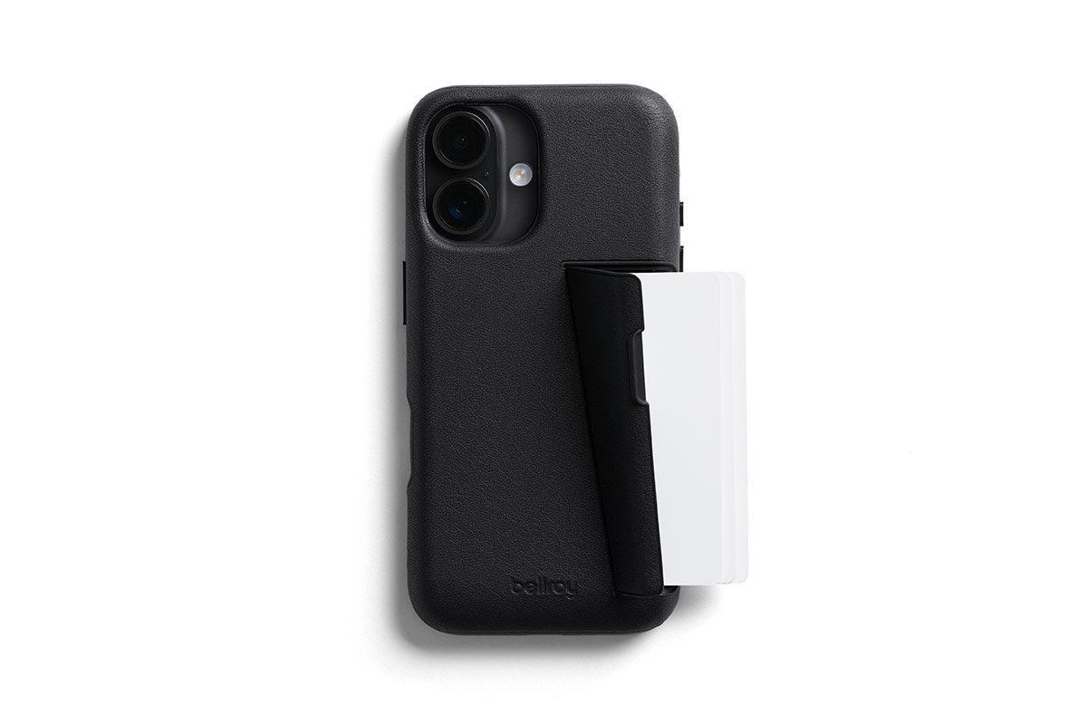 Bellroy Leder Card Case für iPhone 16 Schwarz iPhone 16 Lederimitat