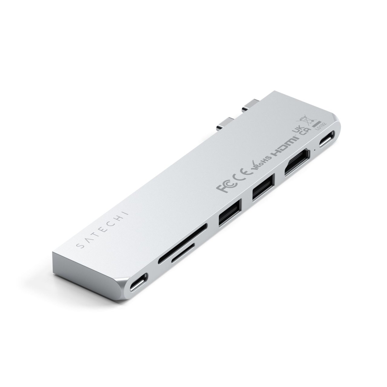 Satechi USB-C Pro Hub Slim Adapter (7 in 2) Silber USB-C 100W 7 in 2