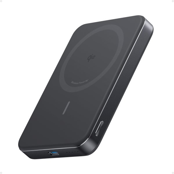 Anker MagGo Powerbank mit kabelloser Ladefunktion, 10000mAh, Slim, Schwarz