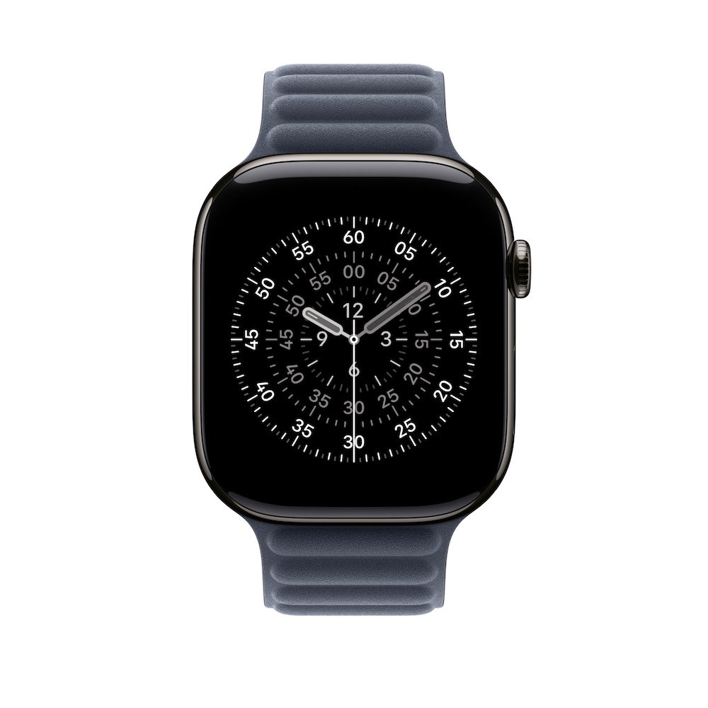 Apple Armband mit Magnetverschluss Navy 46mm S/M (140-180 mm Umfang) Lederimitat