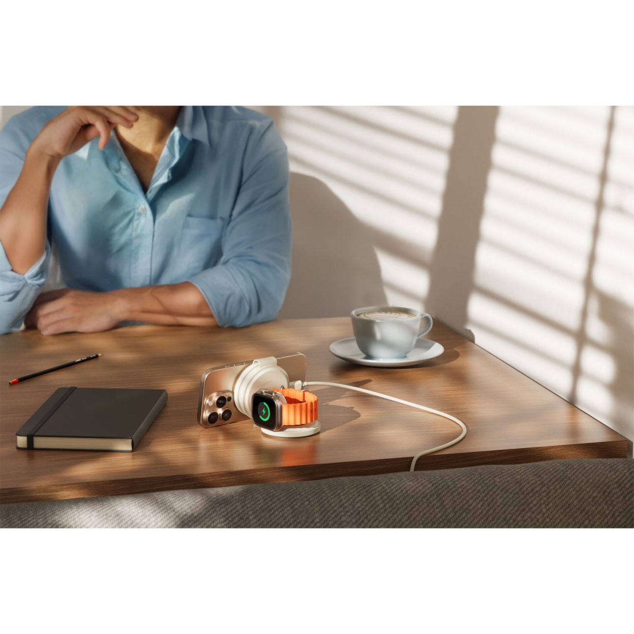 Satechi OntheGo Wireless Charger mit QI2 Sand 15W 3 in 1