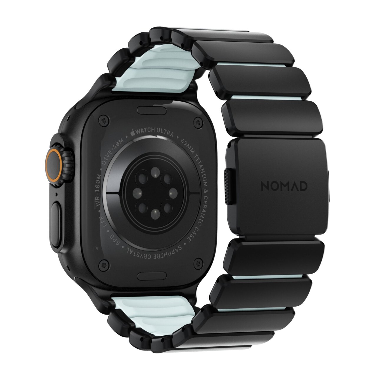 Nomad Stratos Titanium Armband für Apple Watch, (Series 1/2/3) 42/44/45/46/49mm Schwarz/Eisblau 42 (Series 1/2/3)/44/45/46/49mm Titan
