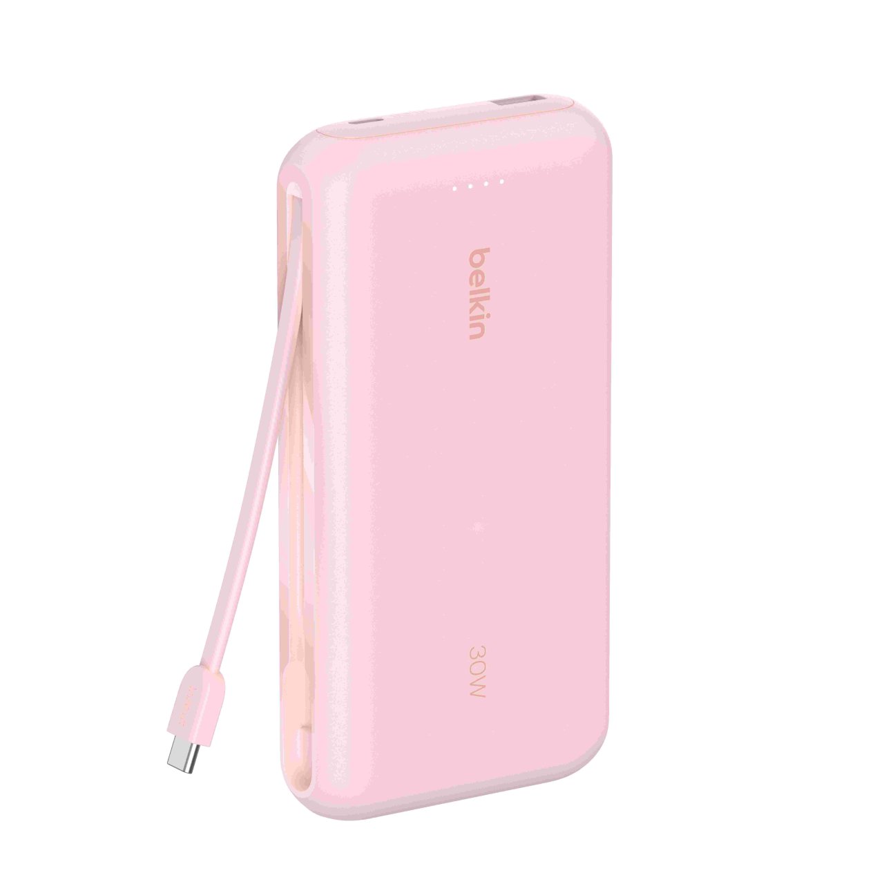 Belkin Powerbank mit integriertem USB-C Kabel Pink USB-C 20.000mAh