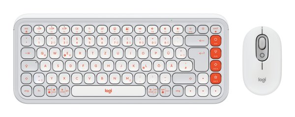 Logitech POP ICON COMBO, Tastatur-und-Maus-Set, Deutsch, Offwhite/Orange