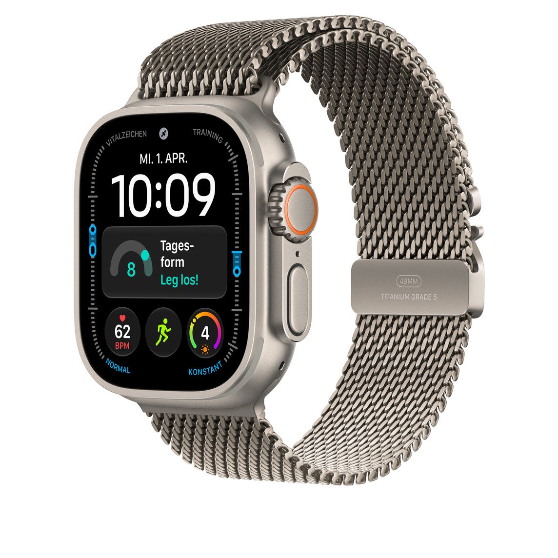 Apple Titan Milanaise Armband Natur 49mm Large (180-210 mm Umfang)