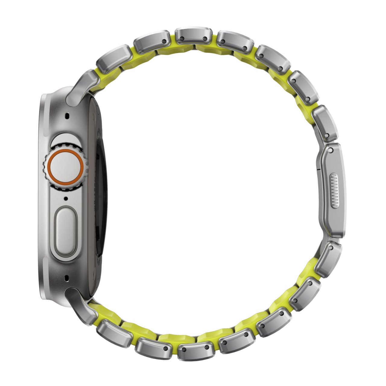 Nomad Stratos Titanium Armband für Apple Watch, (Series 1/2/3) 42/44/45/46/49mm Silber/Gelb 42 (Series 1/2/3)/44/45/46/49mm Titan