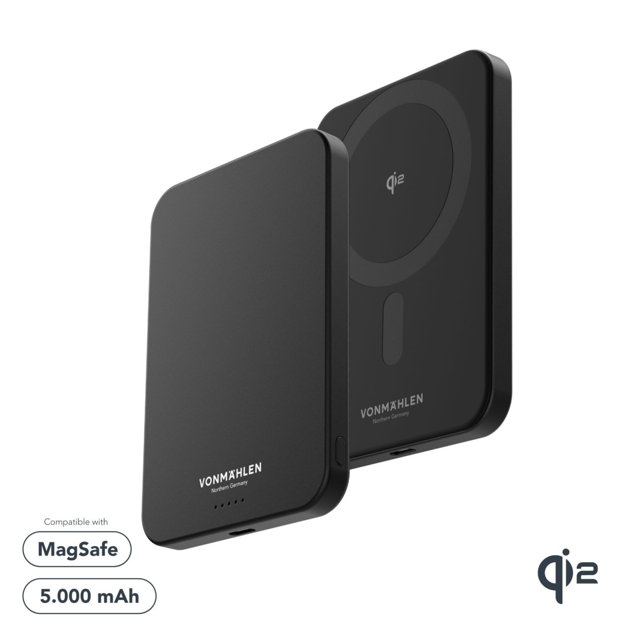 Vonmählen Evergreen Mag QI2 Powerbank Schwarz USB-C 5.000mAh