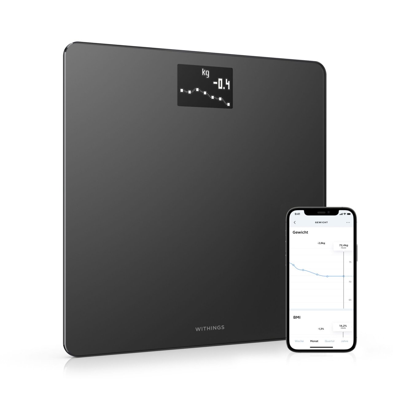Withings Body Personenwaage mit BMI Funktion Schwarz Personenwaage