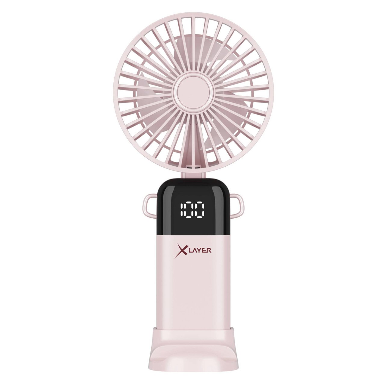 XLayer Handventlilator mit Smartphonehalterung Rosa Kabellos
