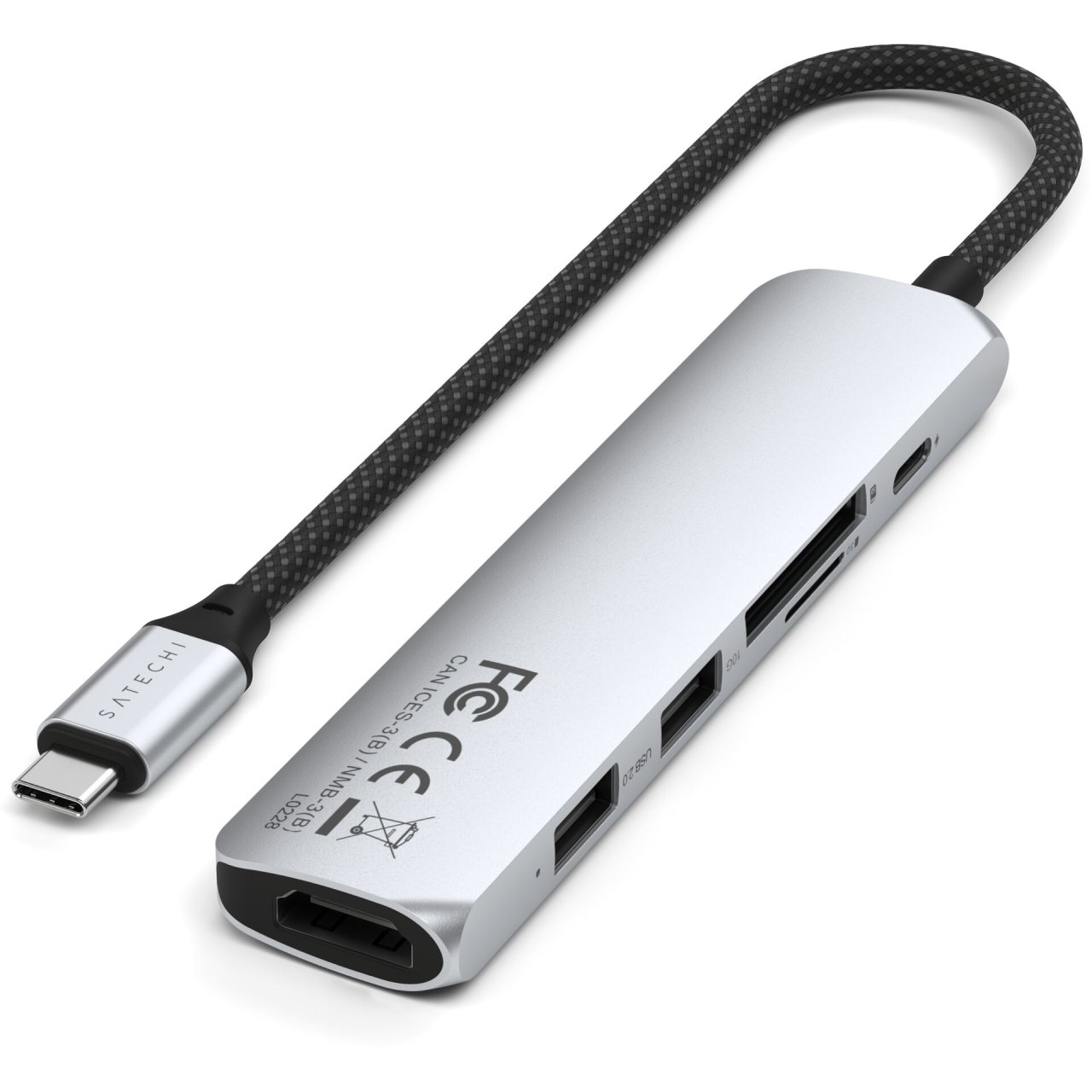 Satechi USB-C Slim Multi-Port Hub (6 in 1) Silber USB-C 100W 6 in 1