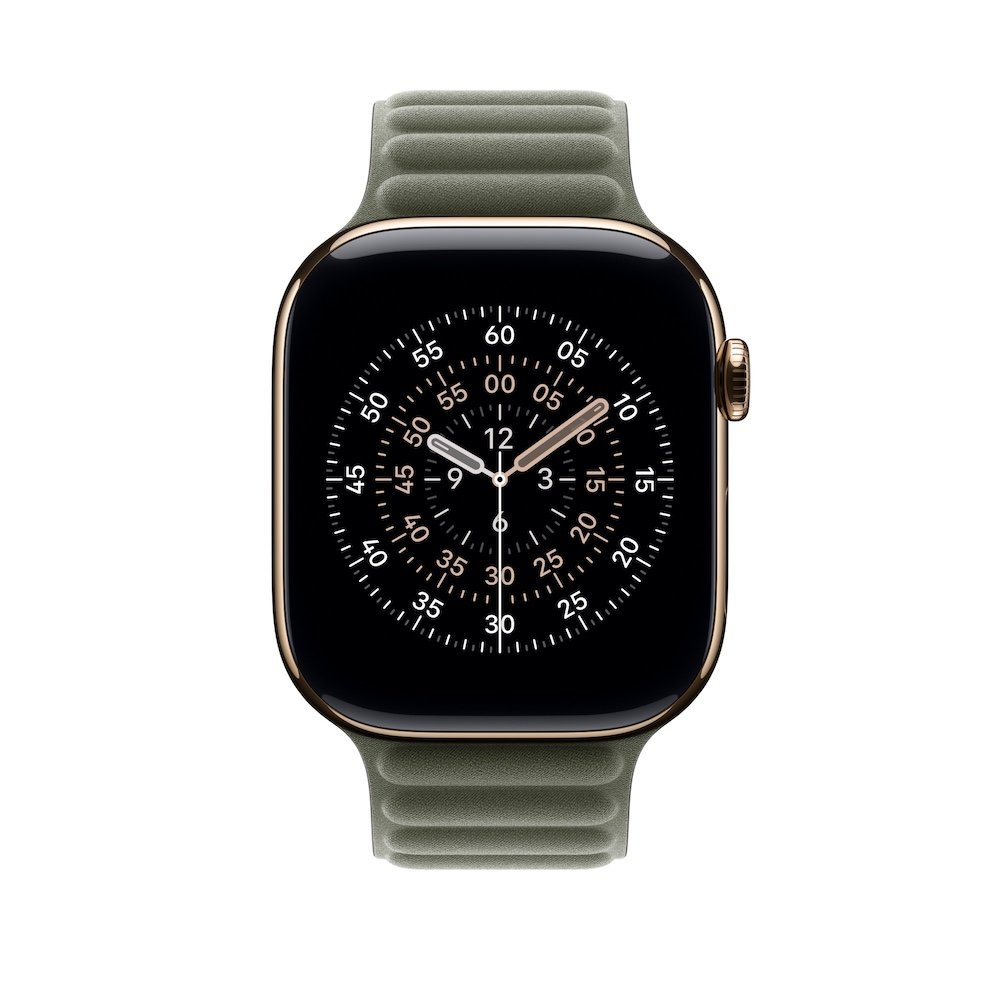 Apple Armband mit Magnetverschluss Silbergrau 46mm M/L (165-205 mm Umfang) Lederimitat