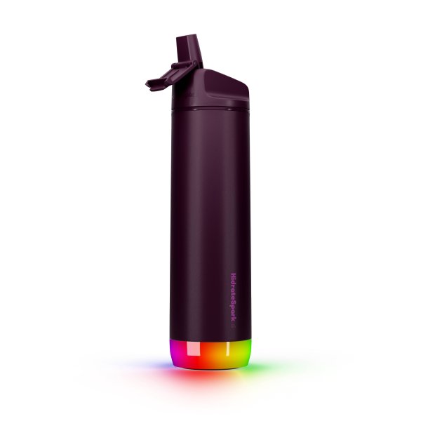 HidrateSpark Pro Steel, Intelligente Trinkflasche, 620ml, Straw, Dark Plum- LIMITED EDITION