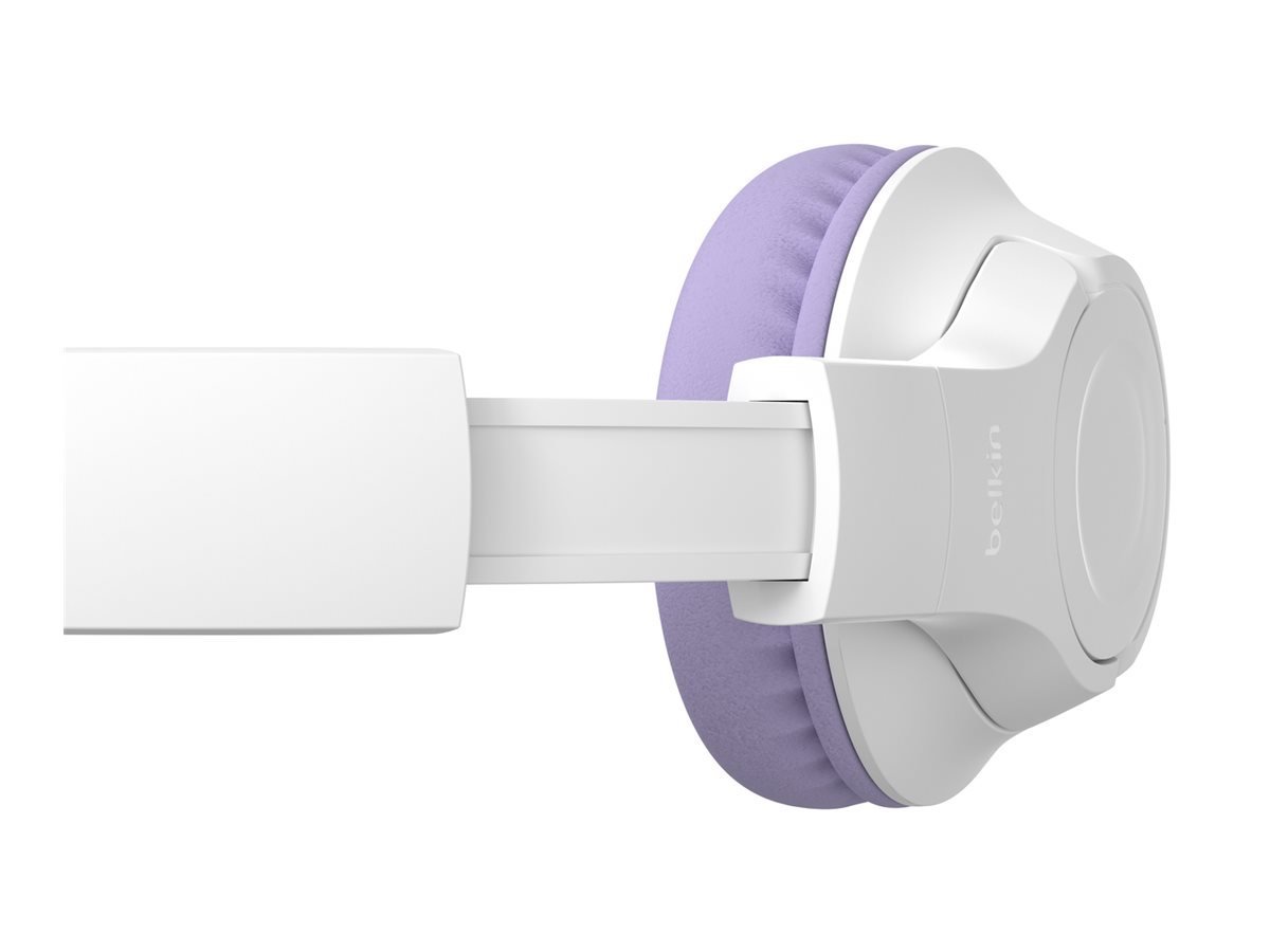 Belkin SoundForm Inspire Kopfhörer für Kinder Weiß/Lavendel On-Ear Over-Ear Kabellos