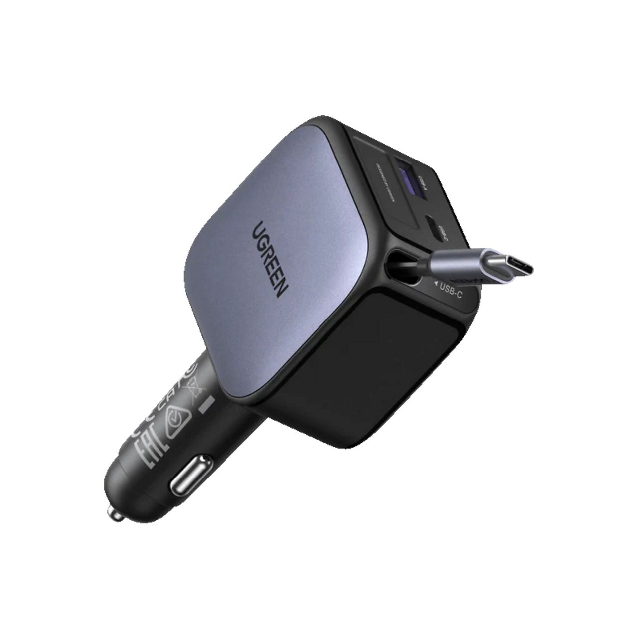 UGREEN Nexode Pro KFZ-Ladegerät mit ausziehbarem USB-C Kabel
