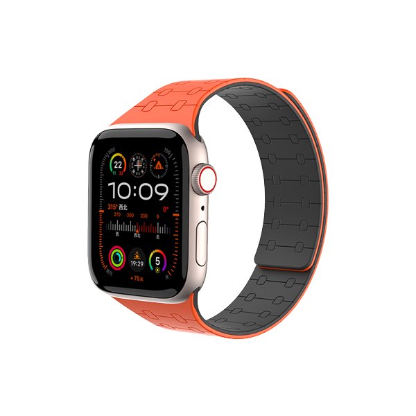 GUAN Premium Armband für Apple Watch 38/40/41/42mm (Series 10), Orange/Schwarz