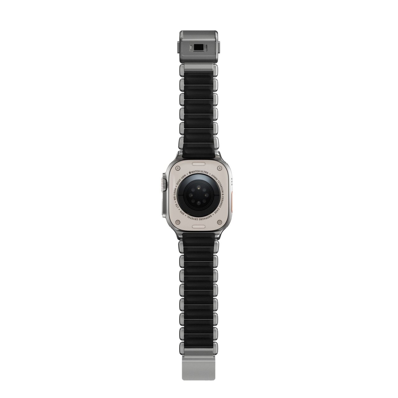 Nomad Stratos Titanium Armband für Apple Watch, (Series 1/2/3) 42/44/45/46/49mm Silber/Schwarz 42 (Series 1/2/3)/44/45/46/49mm Titan