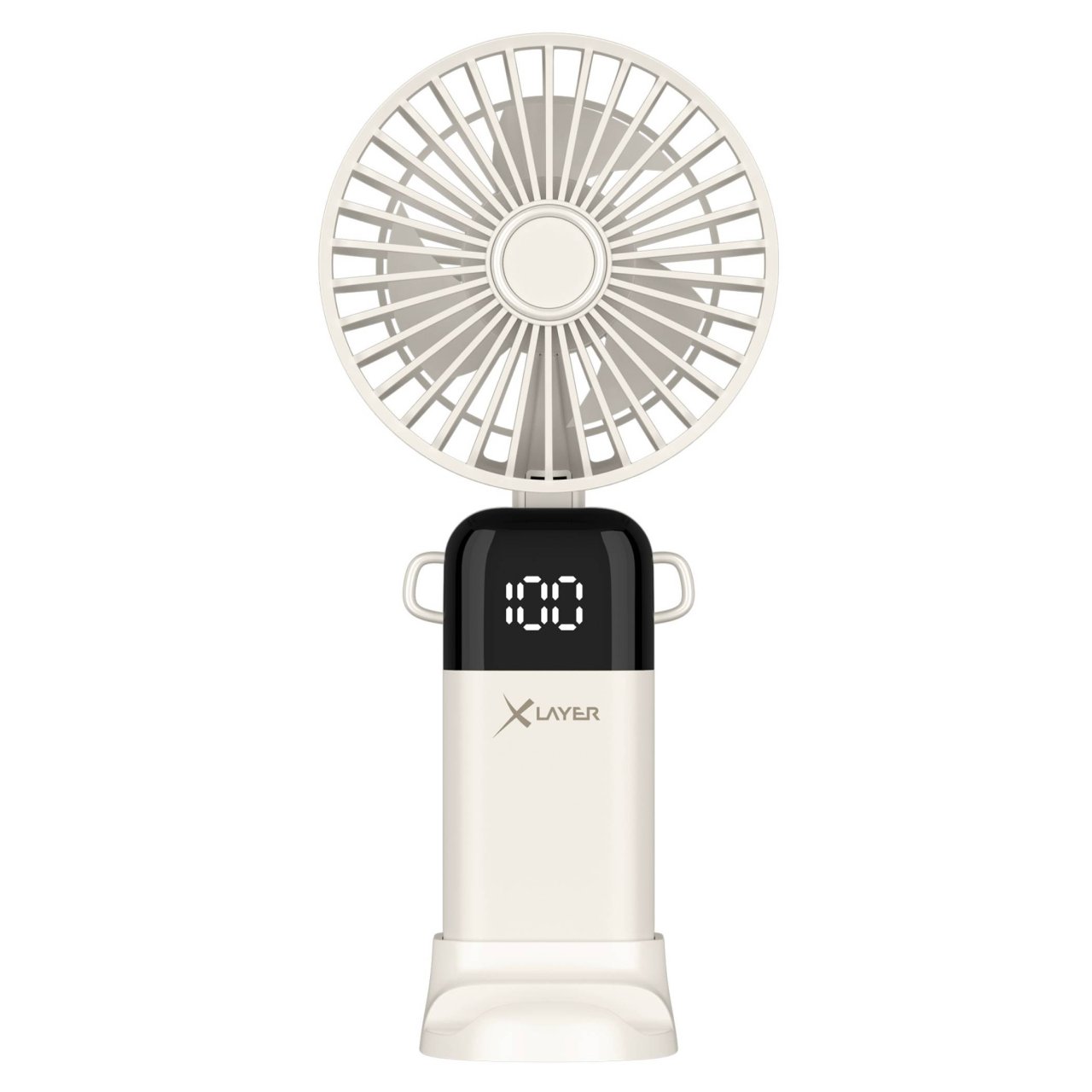 XLayer Handventlilator mit Smartphonehalterung Beige Kabellos