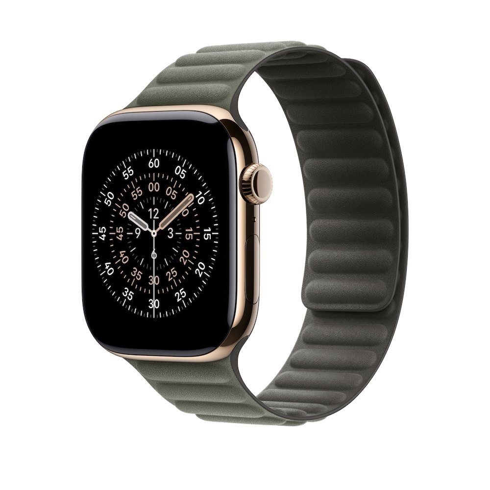 Apple Armband mit Magnetverschluss Silbergrau 46mm M/L (165-205 mm Umfang) Lederimitat