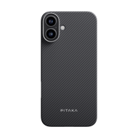 Pitaka ultra dünne Hülle aus Aramidfaser mit Magsafe für iPhone 16 Plus Schwarz/Grau