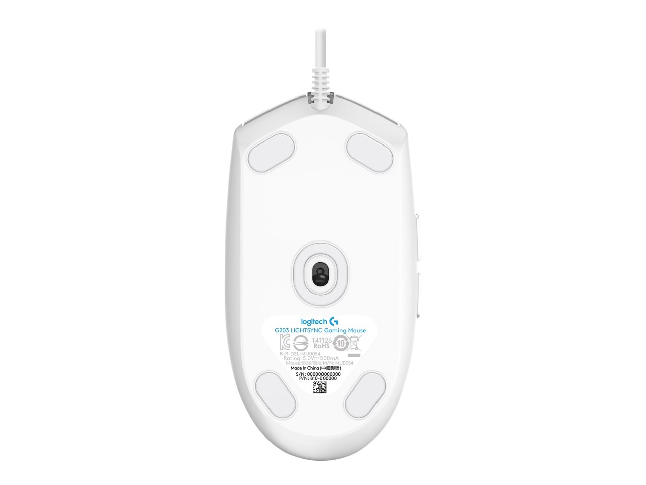 Logitech G203 Gamingmaus Weiß USB-A Kabelgebunden