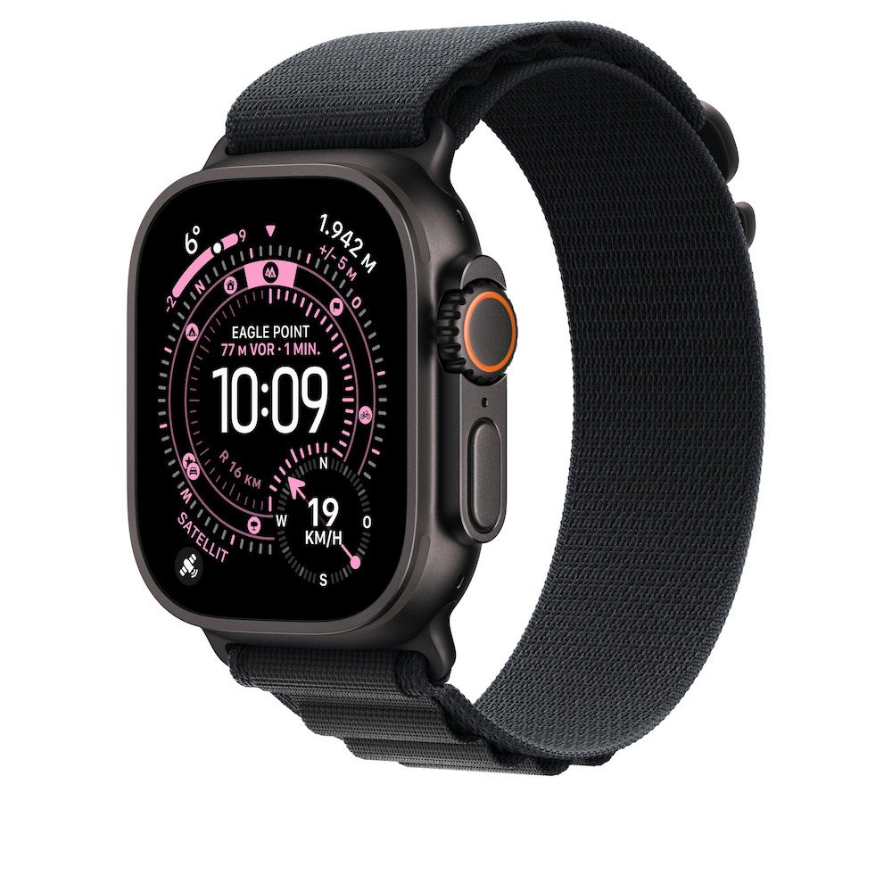 Apple Alpine Loop Armband Schwarz Small (130-160 mm Umfang) Gehäusefarbe Schwarz Edelstahl Polyester Titan