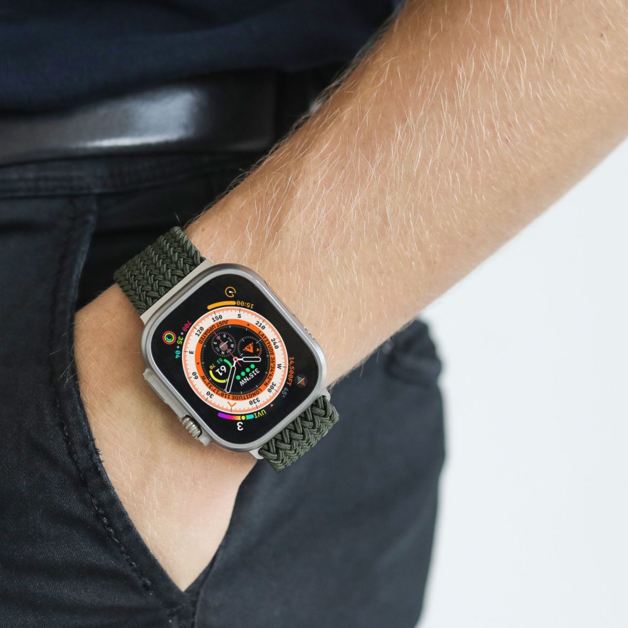 Vonmählen Woven Loop für Apple Watch Olive/Natur 38/40/41/42mm (Series 10/11) Nylon