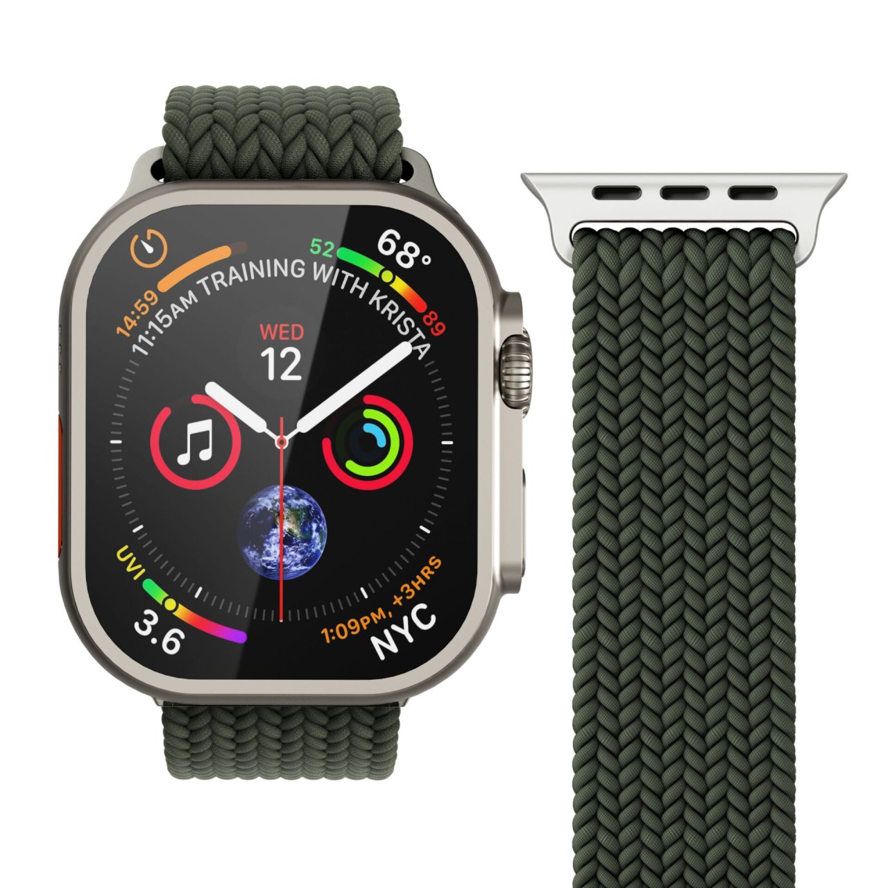 Vonmählen Woven Loop für Apple Watch Olive/Natur 38/40/41/42mm (Series 10/11) Nylon