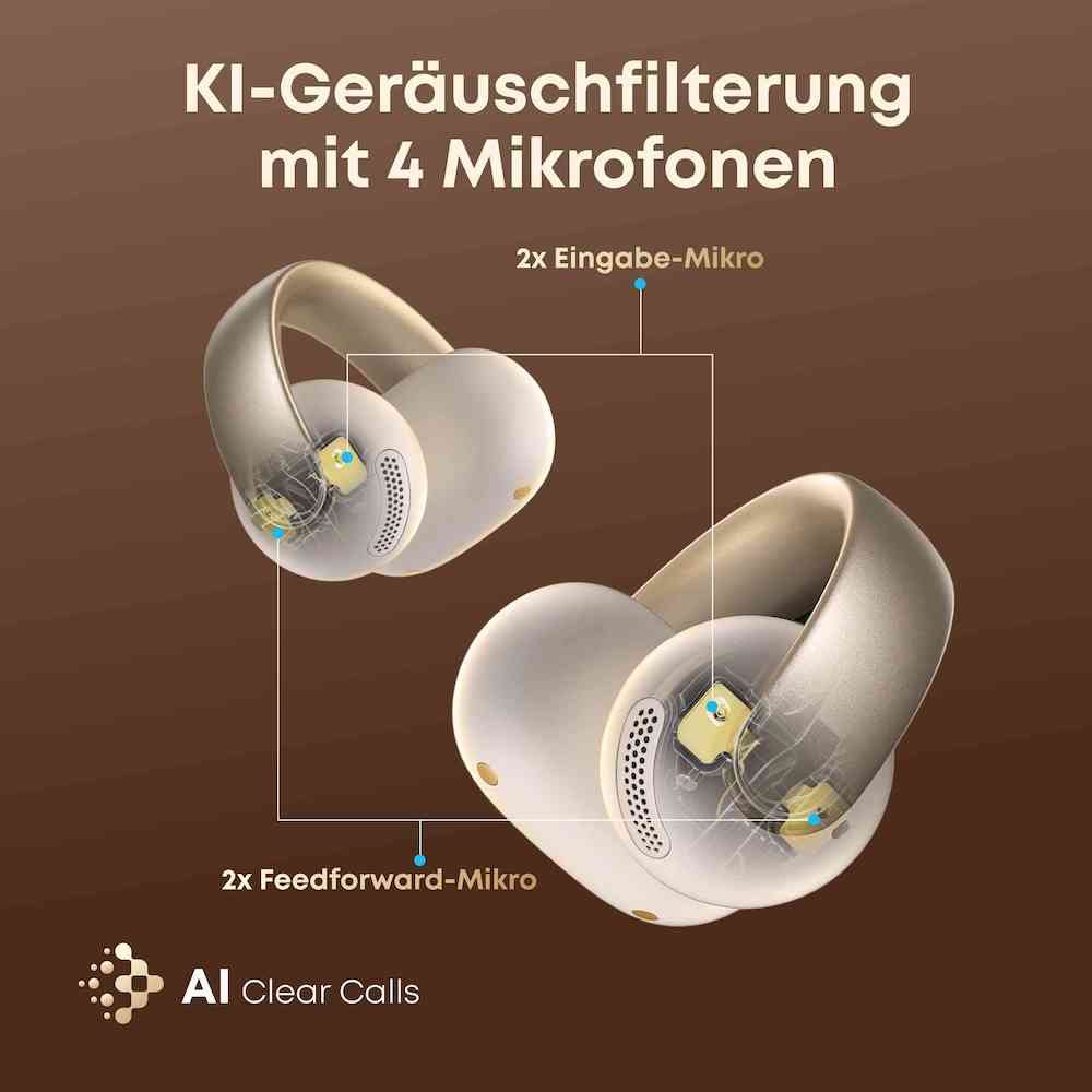 Soundcore AeroClip Kopfhörer Weiß Open-Ear Kabellos
