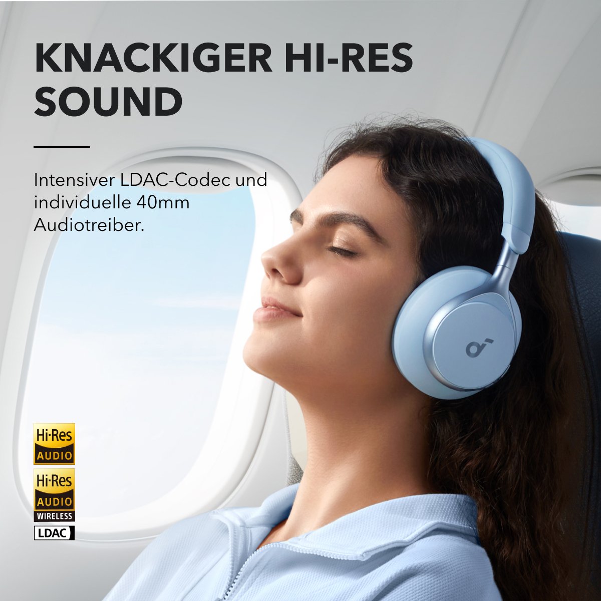 Soundcore Space One Kabellose Kopfhörer Blau Over-Ear Kabellos
