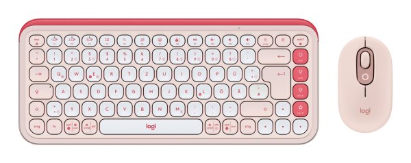 Logitech POP ICON COMBO, Tastatur-und-Maus-Set, Deutsch, Rosa/Offwhite