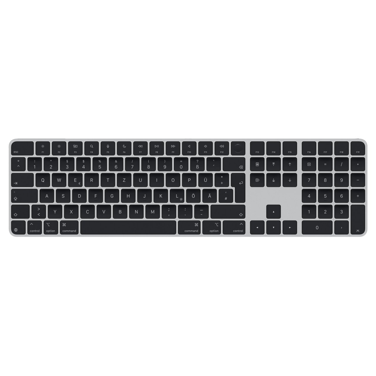 Apple Magic Keyboard mit Touch ID und Ziffernblock (USB-C) Silber/Schwarz Deutsch 2 - 3 W Bluetooth