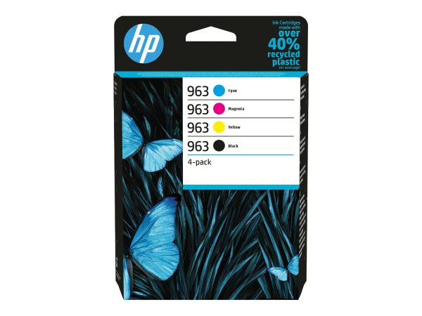 HP 963 4er Pack, Tintenpatronen für HP OfficeJet Pro 9010, 9012, 9014, 9015, 9016, 9019, 9020, 9022,