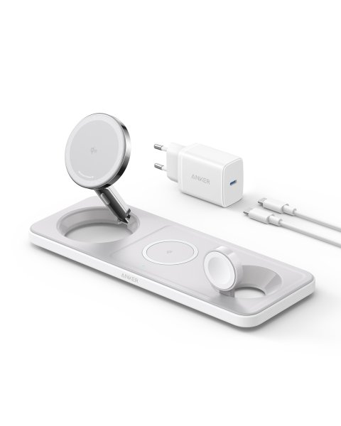 Anker Innovations MagGo Magnetic Wireless Charger 15W 3-in-1 Pad White EU Plug