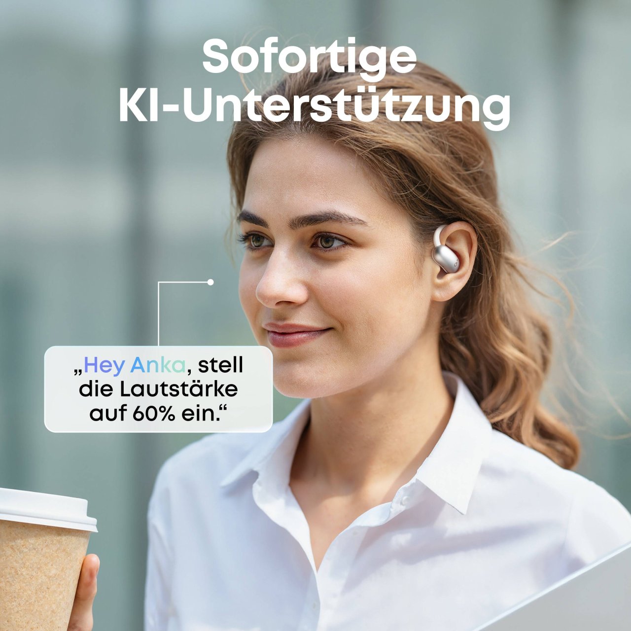 Anker Soundcore AeroFit 2 Open-Ear-Kopfhörer Weiß Open-Ear Kabellos