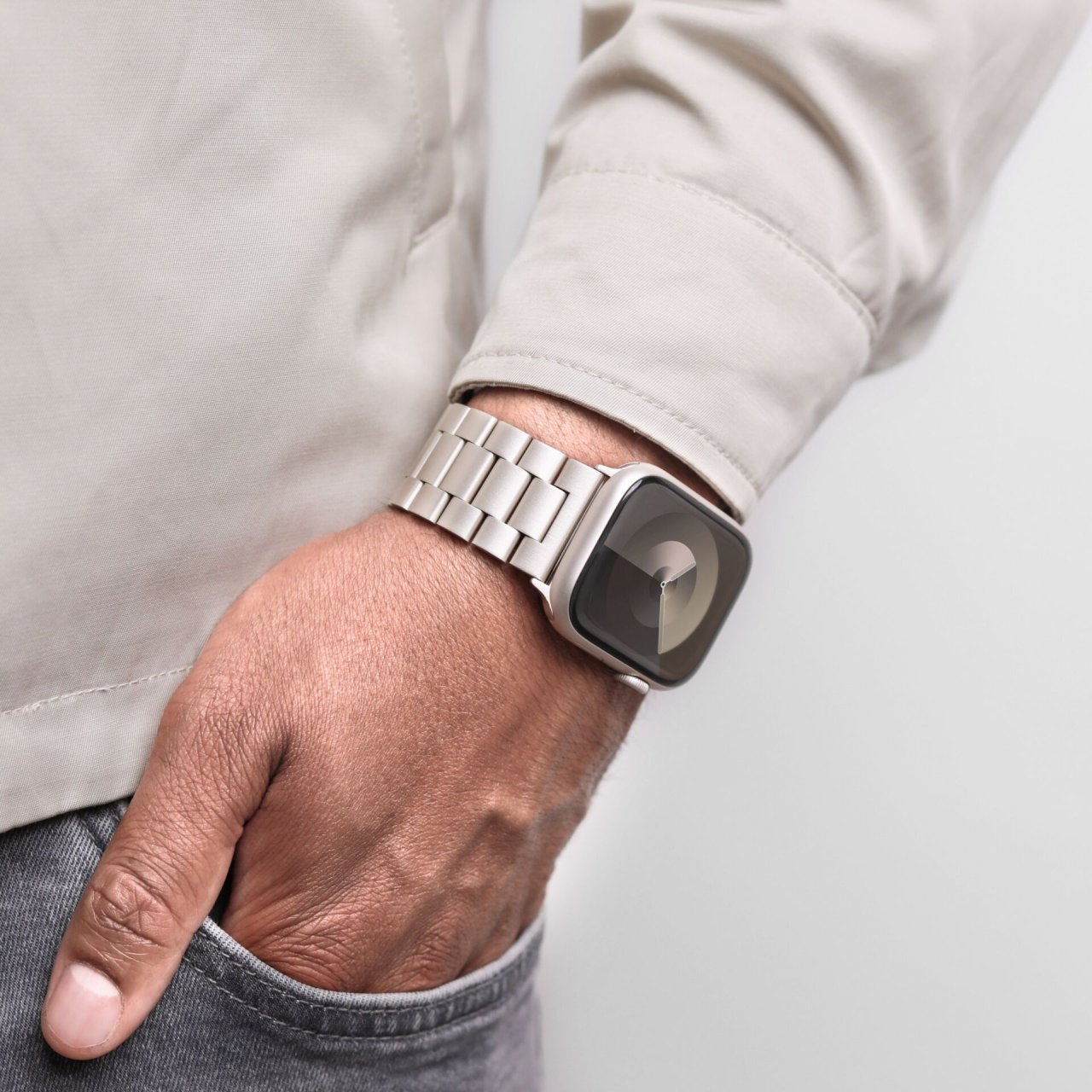 Vonmählen Link Band 2 für Apple Watch Champagne 38/40/41/42mm (Series 10/11) Edelstahl