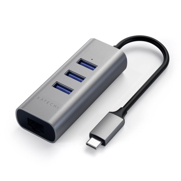 Satechi Type-C 2-in-1 3 Port USB 3.0 Hub & Ethernet space gray