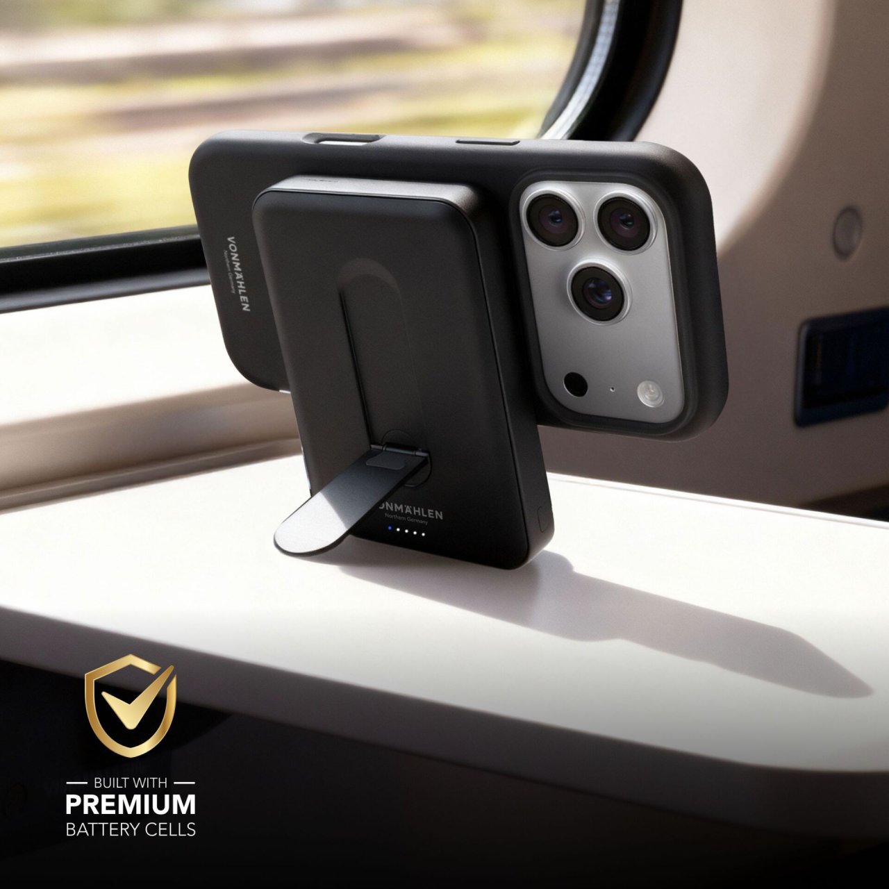 Vonmählen Evergreen Mag QI2 Powerbank Schwarz USB-C 10.000mAh mit Kickstand