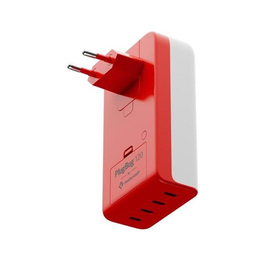 Twelve South PlugBug Travel Power Adapter mit Apple Find My Weiß/Rot USB-C 120W