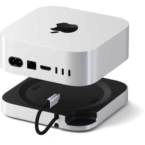 Satechi Stand Hub für Mac Mini (M4) mit integriertem NVMe-SSD Gehäuse, Silber