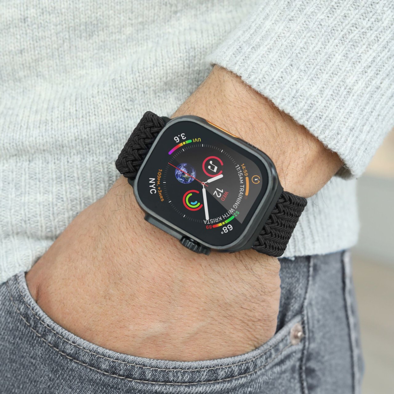 Vonmählen Woven Loop für Apple Watch Schwarz/Schwarz 38/40/41/42mm (Series 10/11) Nylon
