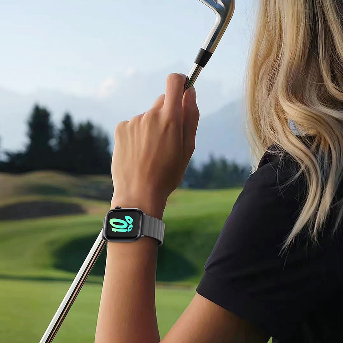 GUAN Premium Plus Armband für Apple Watch Grau/Schwarz 38mm 40mm 41mm 42mm (Series 10/11) Silikon