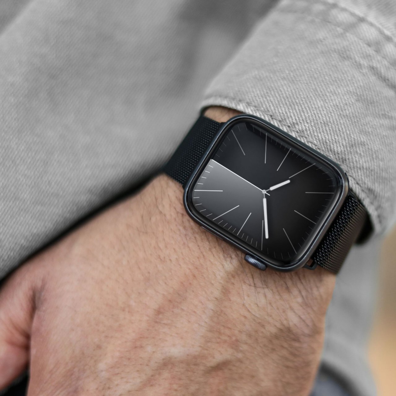 Vonmählen Milanese Loop 2 für Apple Watch Schwarz 42/44/45/46/49mm (Series 1/2/3) Edelstahl