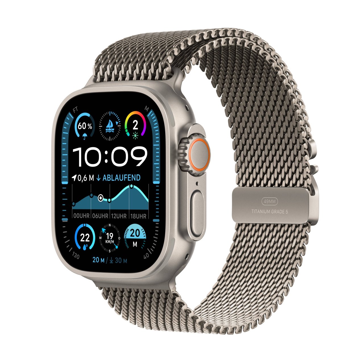 Apple Watch Ultra 2 Titan Natur, 49mm, GPS + Cellular, Small (130-160 mm Umfang) – Zustand: sehr gut