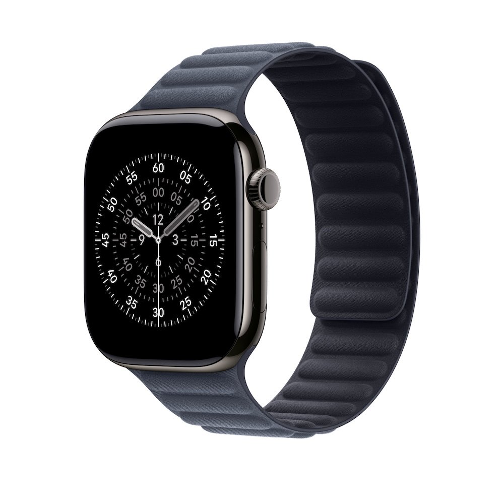Apple Armband mit Magnetverschluss Navy 46mm M/L (165-205 mm Umfang) Lederimitat
