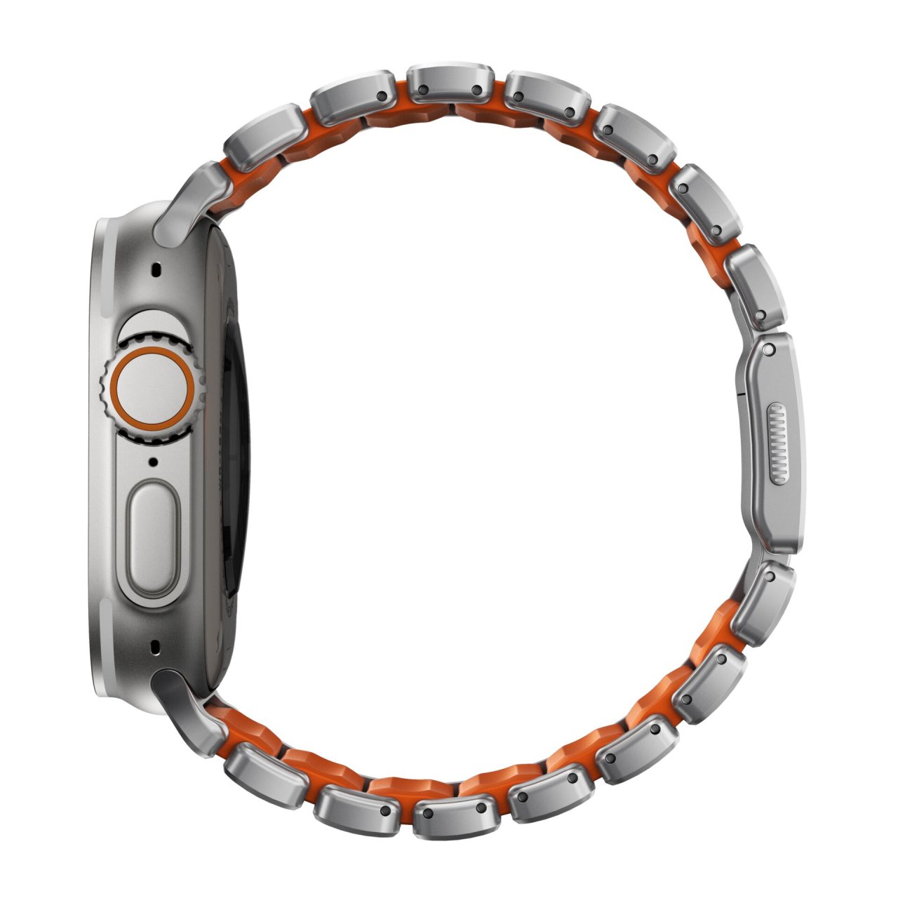 Nomad Stratos Titanium Armband für Apple Watch, (Series 1/2/3) 42/44/45/46/49mm Silber/Rot 42 (Series 1/2/3)/44/45/46/49mm Titan